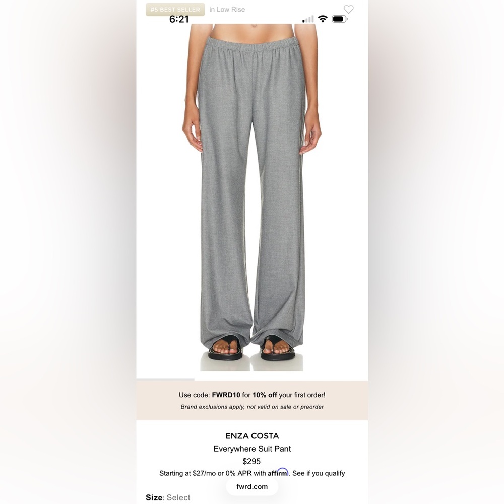 Enza Costa Gray Wide Leg Pants